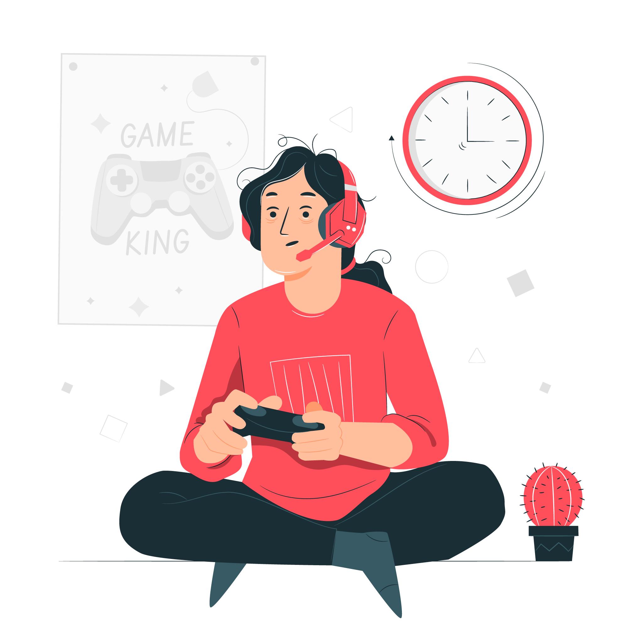 Play videogames illustration